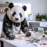 A funny scene of a panda