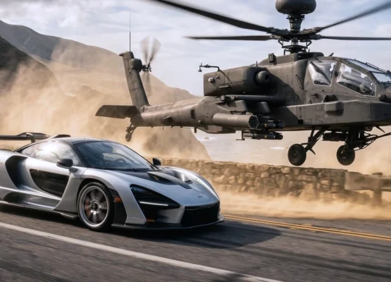 Car Overtake a Helicopter