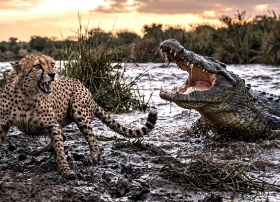 Cheetah Would Never Attack a Crocodile