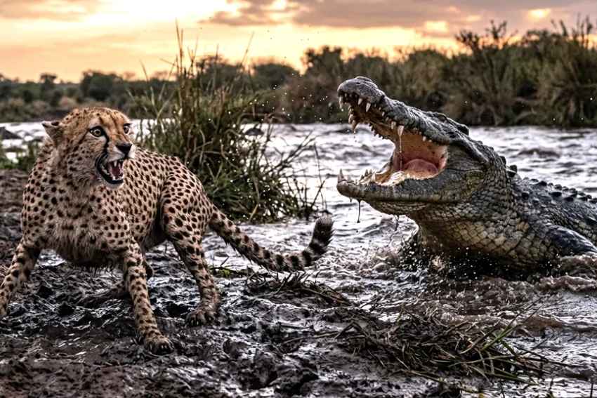 Cheetah Would Never Attack a Crocodile