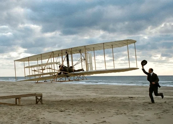 Wright brothers flying airplane