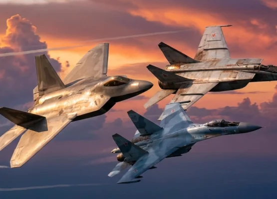 F-22 Raptor, a MiG-25 Foxbat,